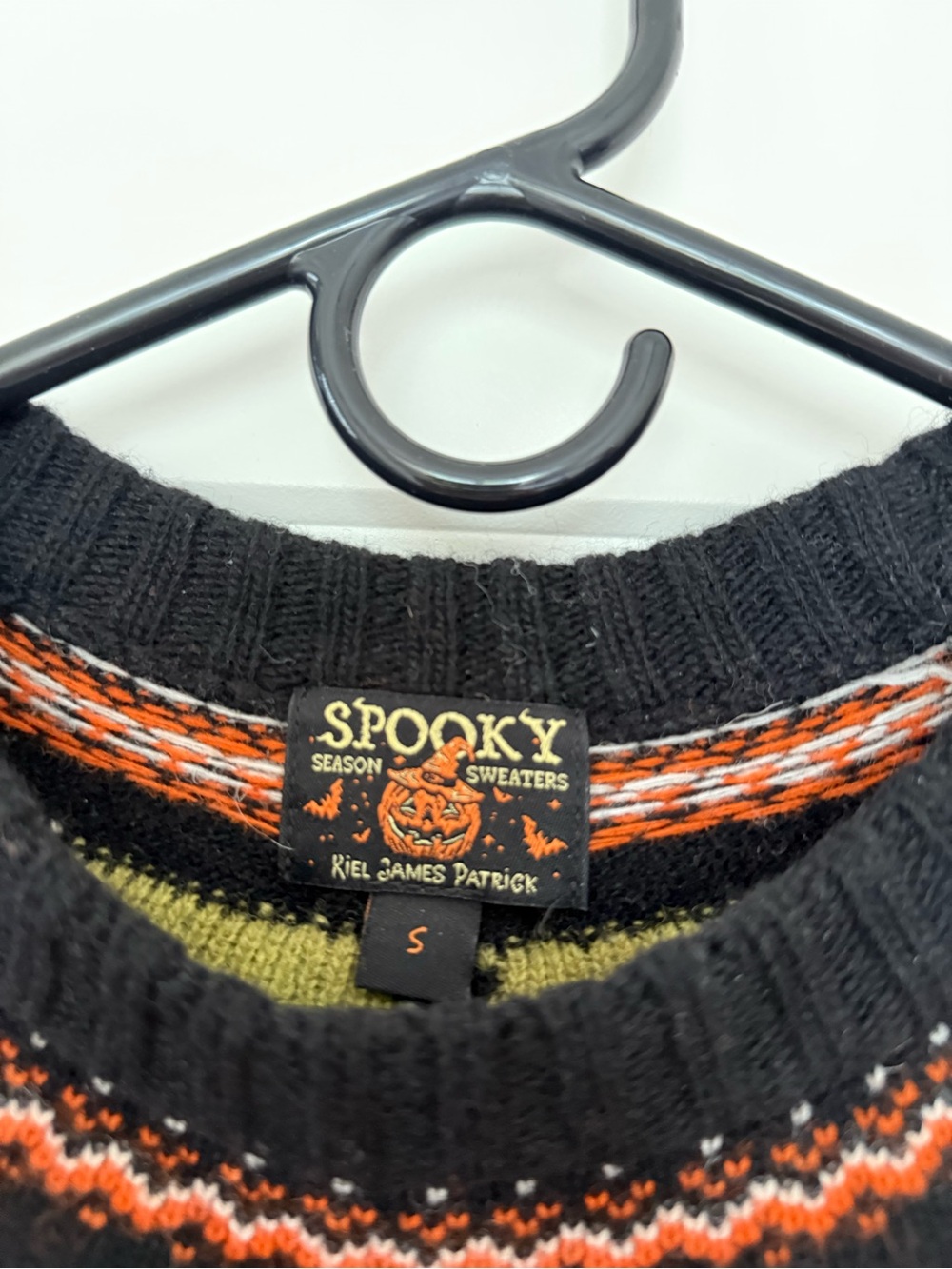 Kiel James Patrick Spooky Halloween Pumpkin Ghost Skeleton Sweater Black Orange - Picture 3 of 5